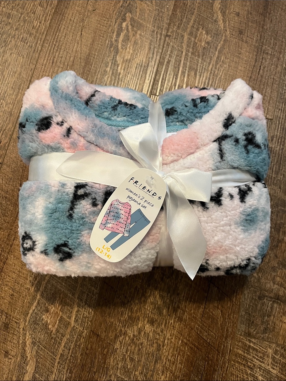 FRIENDS Plush women’s Pajama Set - Pink, Light Blue & Black Accents